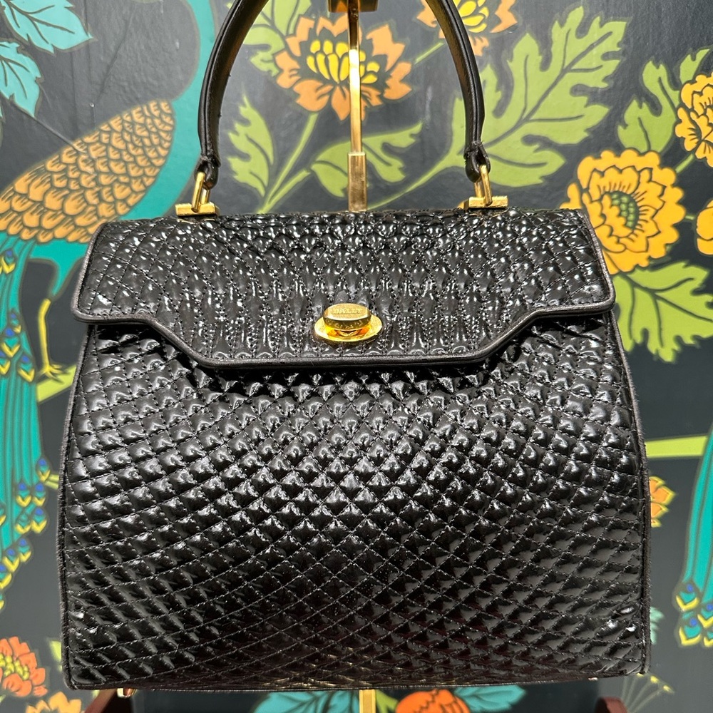 Bally Vintage Quilted Patent Leather Top Handle Satchel - Picture 3 of 13